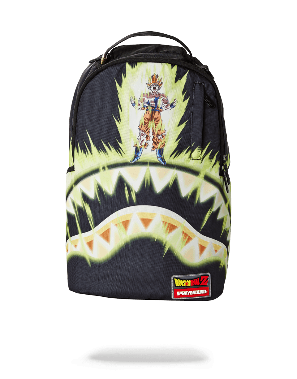 Dragon Ball Z Power Shark anime backpack with front zipper pocket and side pockets