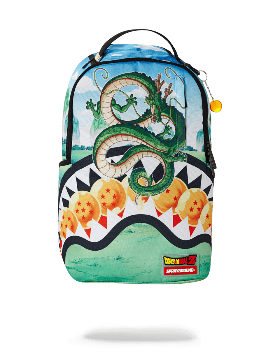 Dragon Ball Z Shenron Jansport backpack front view with multiple pockets