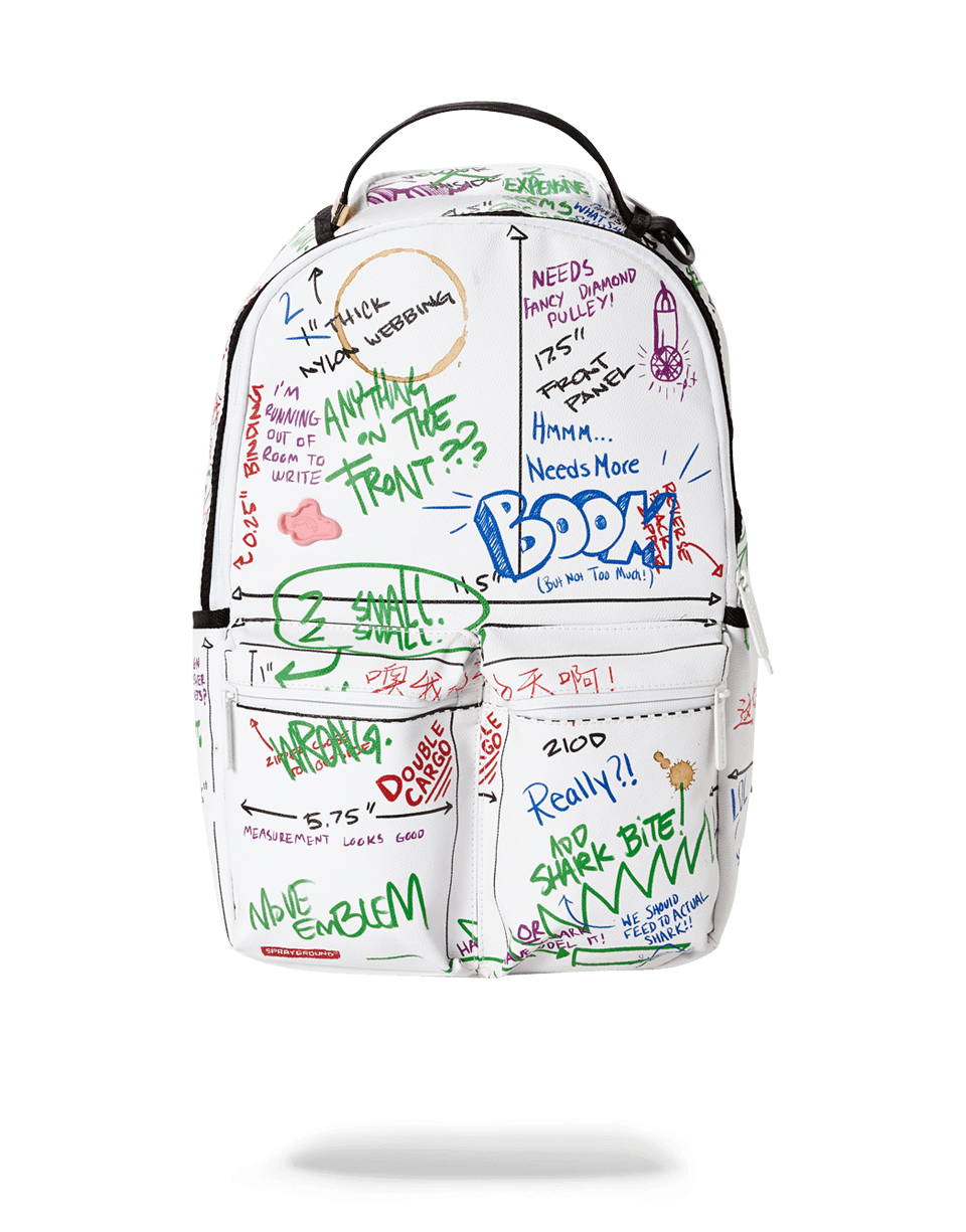 Front view of vegan leather laptop bag with multiple pockets.