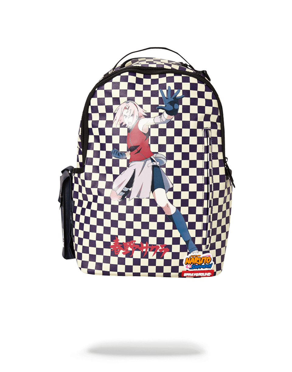Front view of the Limited Edition Naruto Sakura Blossoms Backpack showcasing the design and compartments.