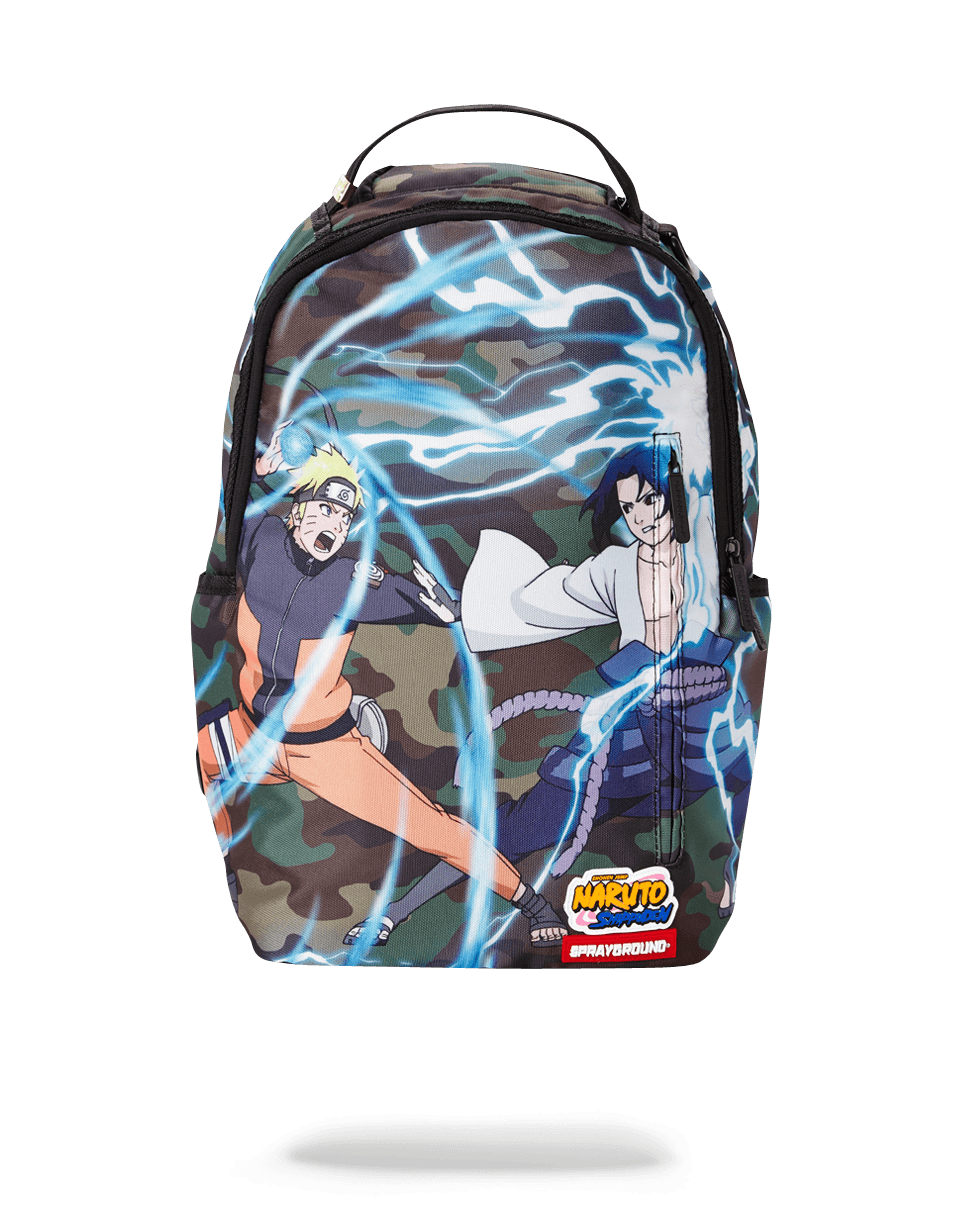 Naruto backpack with front zipper pocket and side pockets