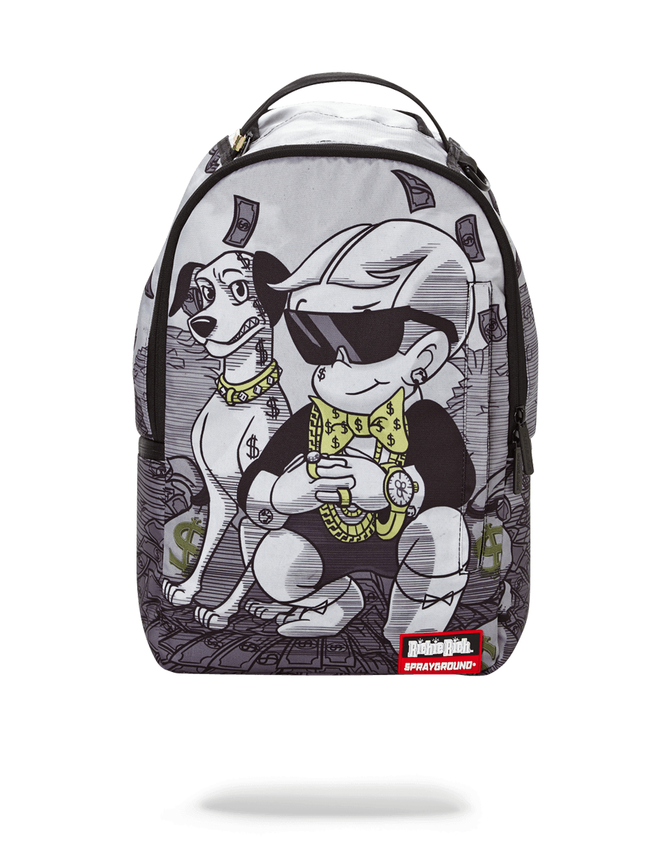 Sprayground laptop bag worn crossbody in NYC street setting