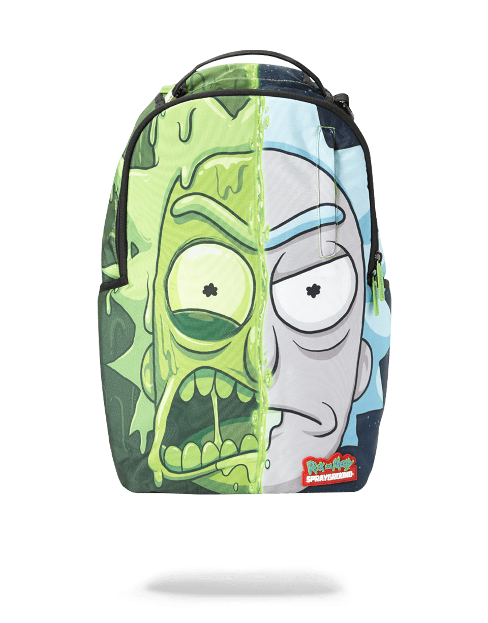 Front view of the Toxic Rick Limited Edition Sprayground Backpack showcasing its vibrant pink color.