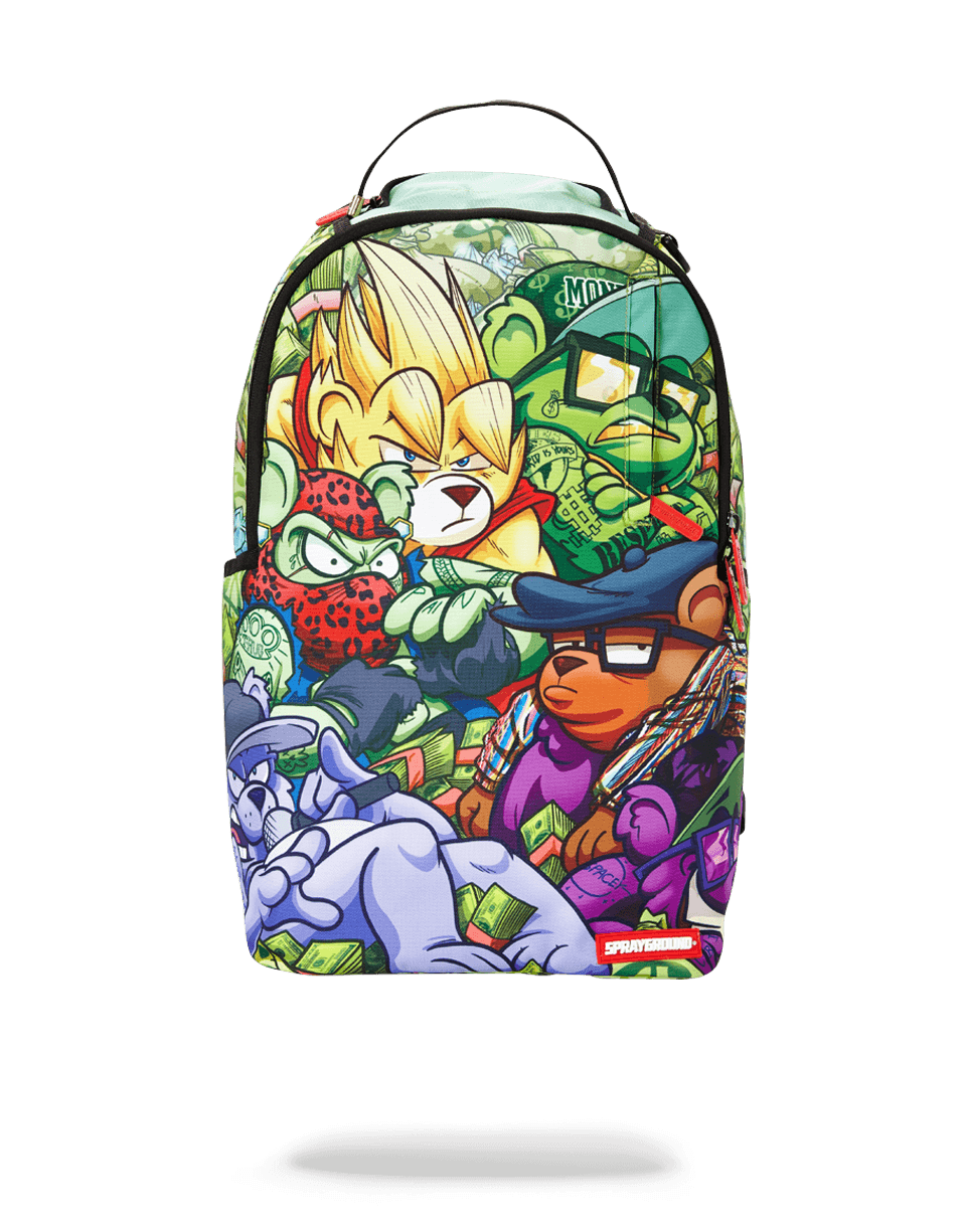 Front view of the Sprayground pink backpack with ergonomic straps.