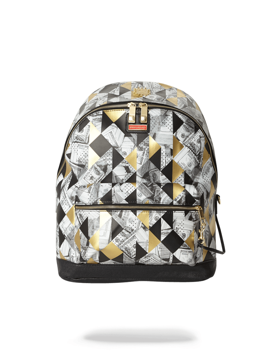 Topo Designs vegan leather backpack with fractal design, front view