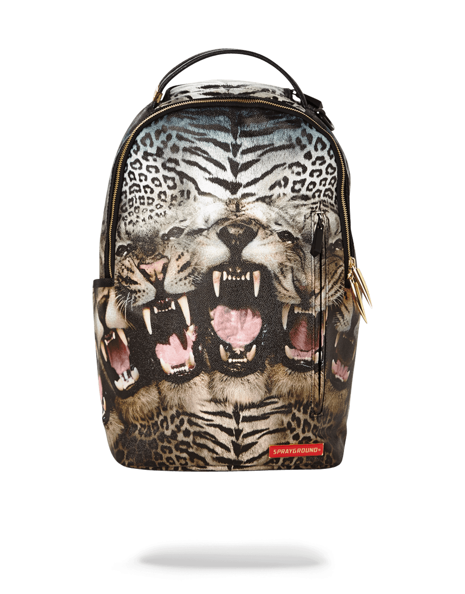 Woman carrying The Beast vegan leather backpack in a city setting