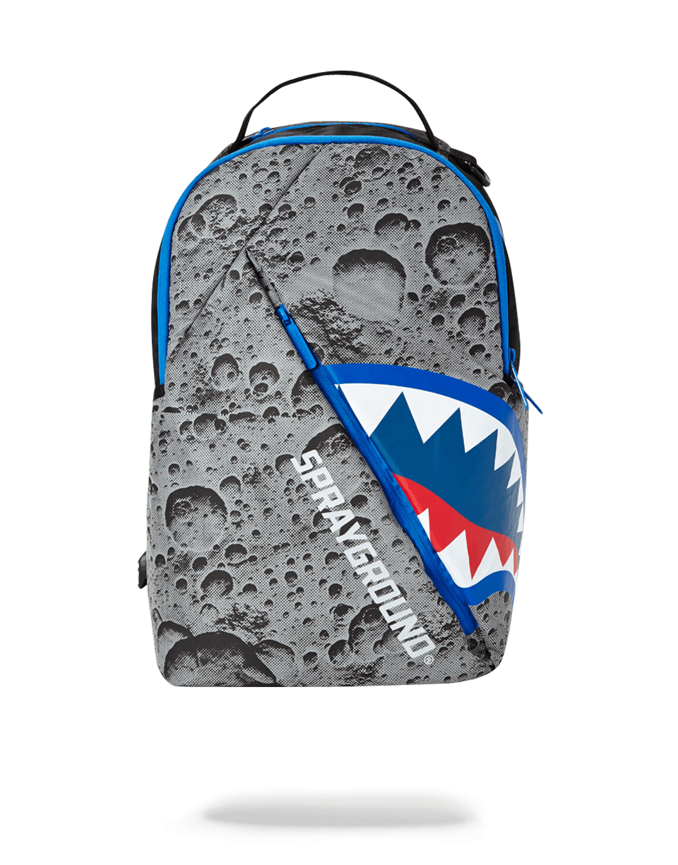 Reflective Shark Backpack showing front and side pockets.