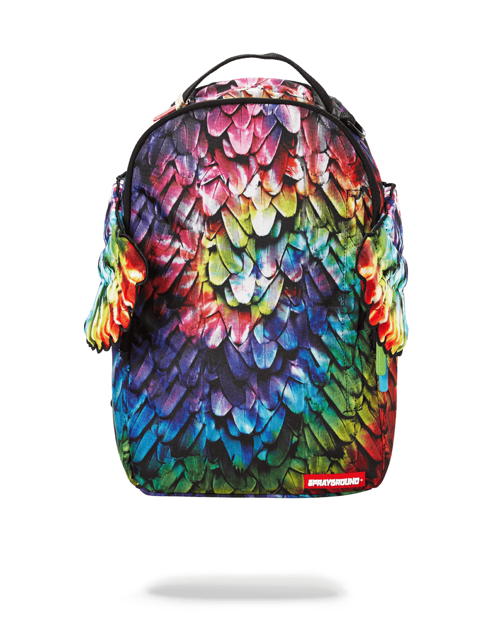 Tie dye wings backpack with custom embroidered wings and multiple pockets