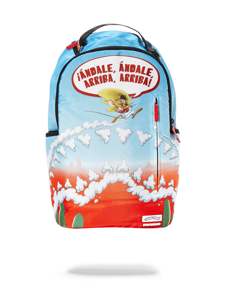 SpeedGonzales backpack worn by a woman in urban setting, highlighting adjustable straps