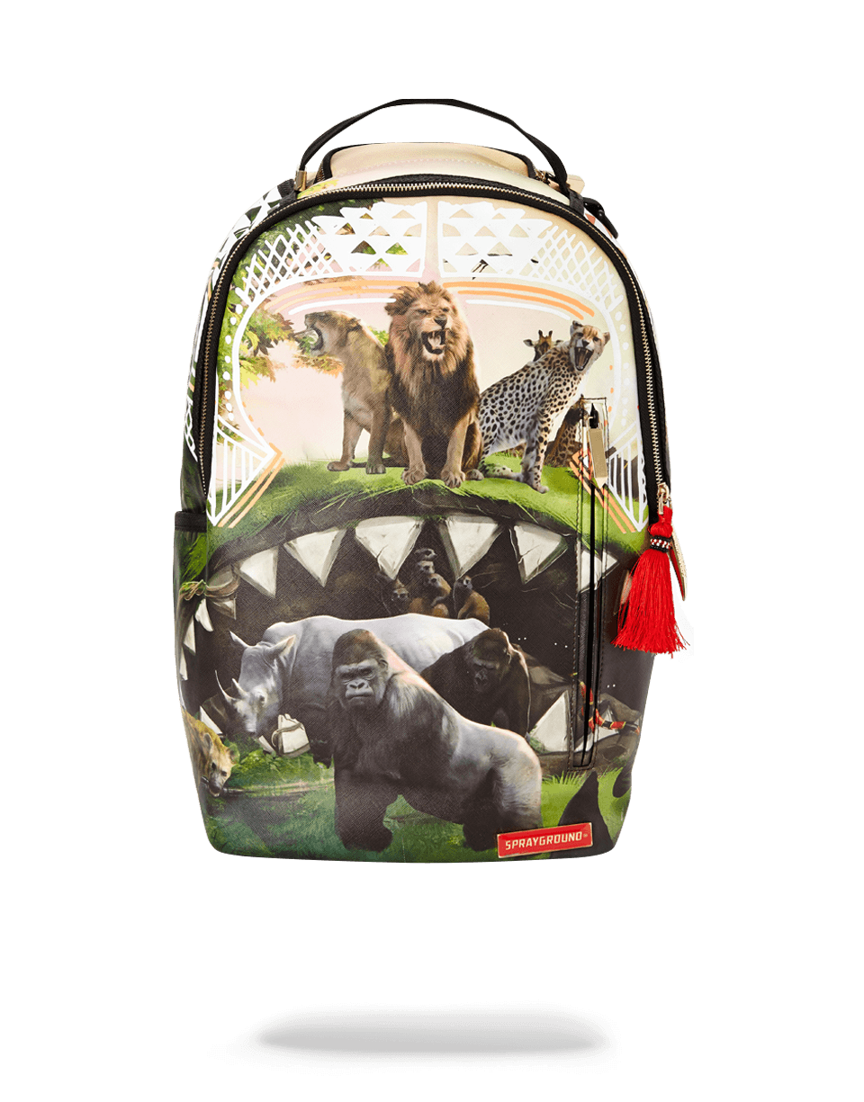 Front view of the Serengeti Shark backpack, highlighting its ergonomic design and multiple pockets.