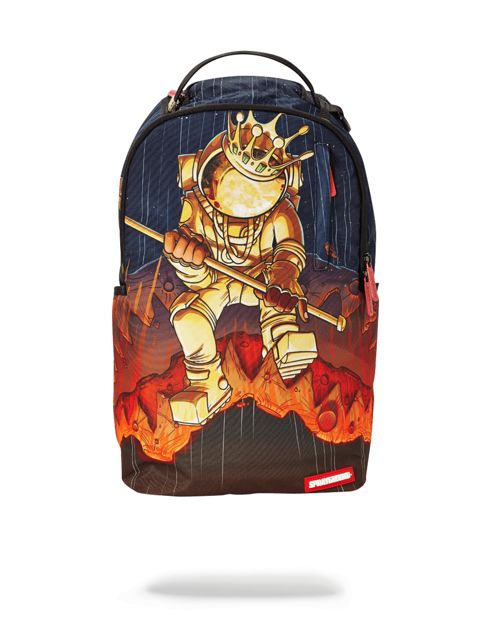 Gold Astronaut Backpack worn by a traveler in an urban setting