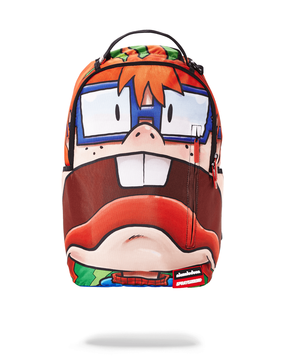 Front view of Rugrats Chucky Shark laptop bag with zippered compartments