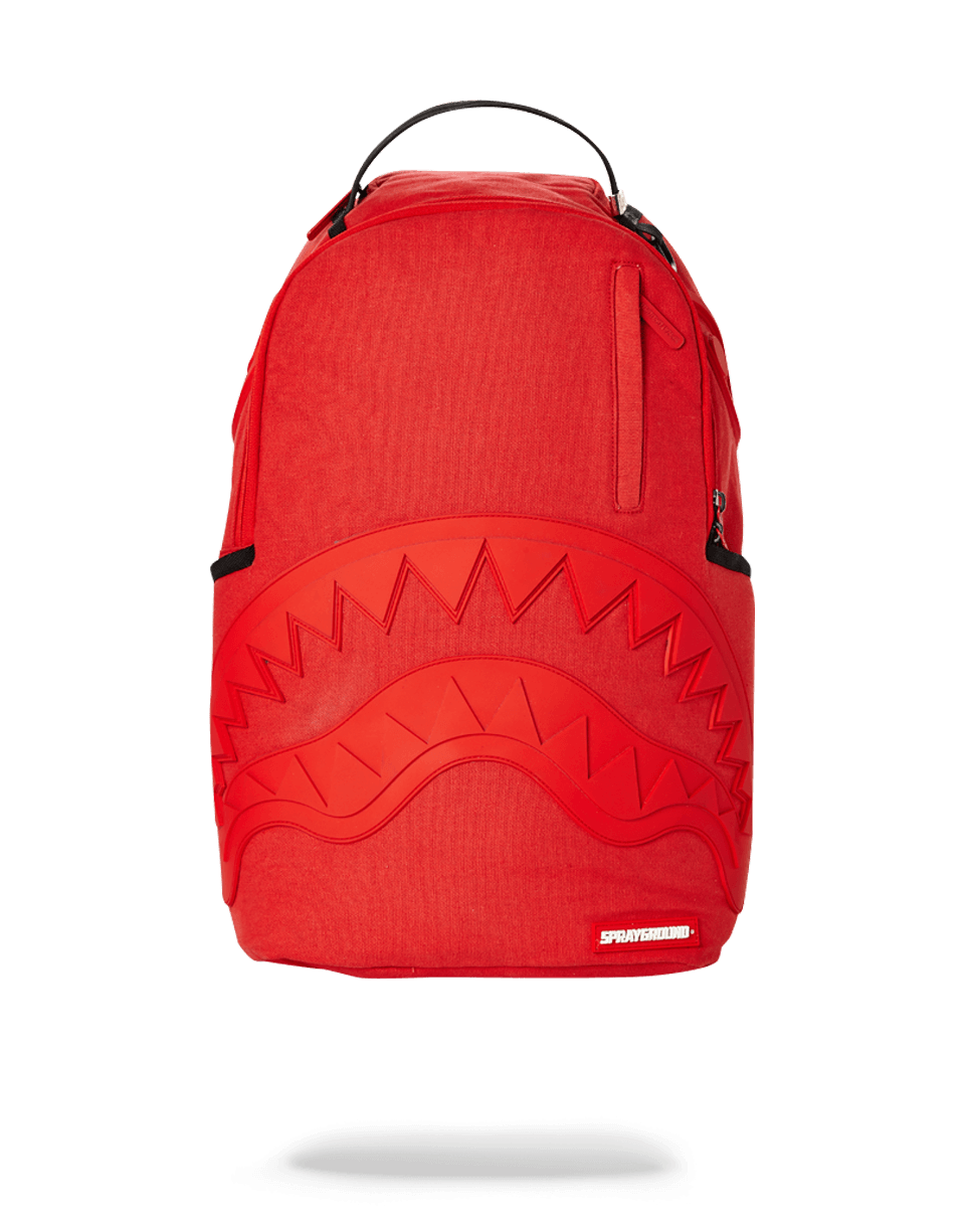 Front view of the Limited Edition Sprayground Shark Backpack in pink with ergonomic design.