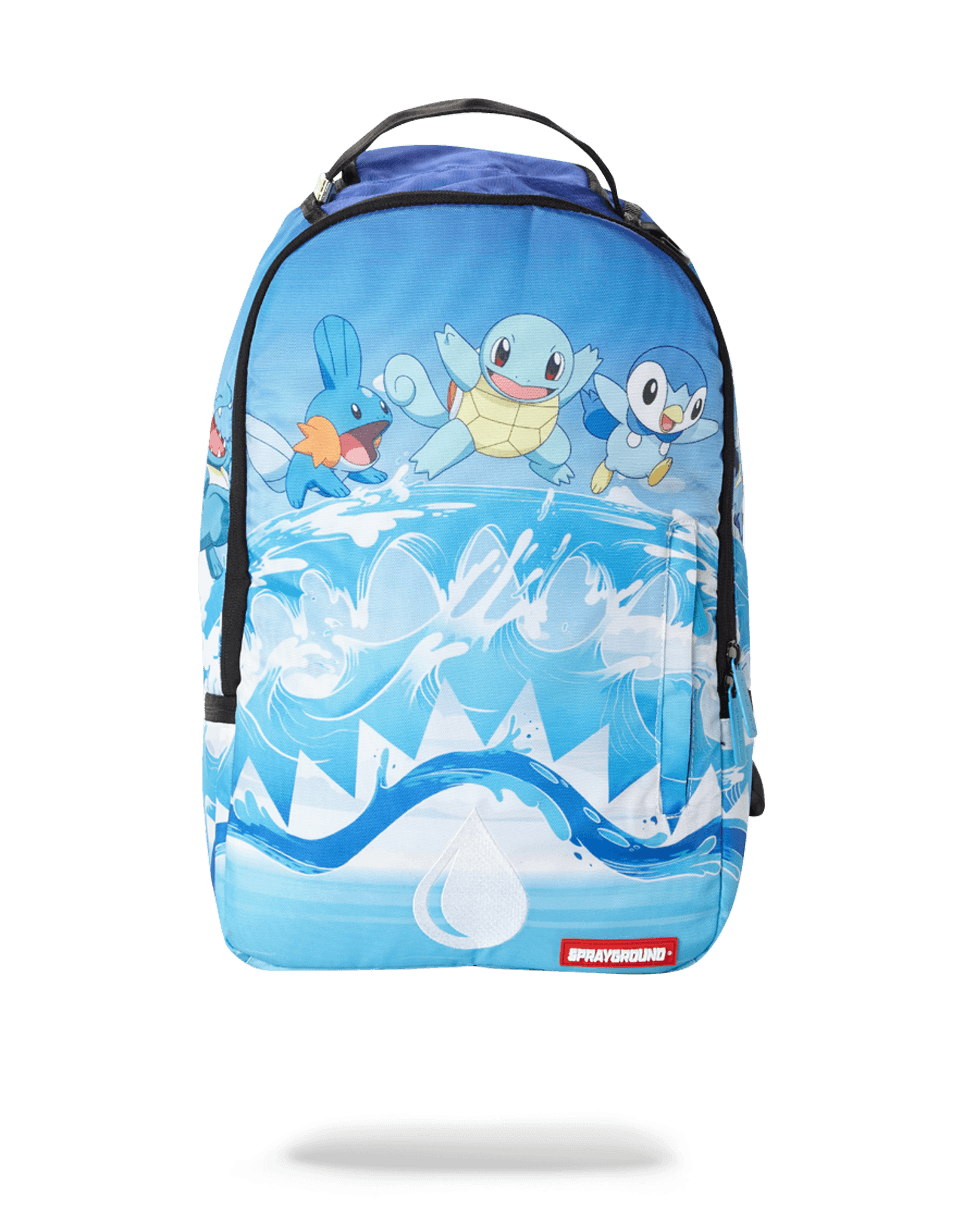 Front view of clear Sprayground backpack pink edition showing Squirtle design