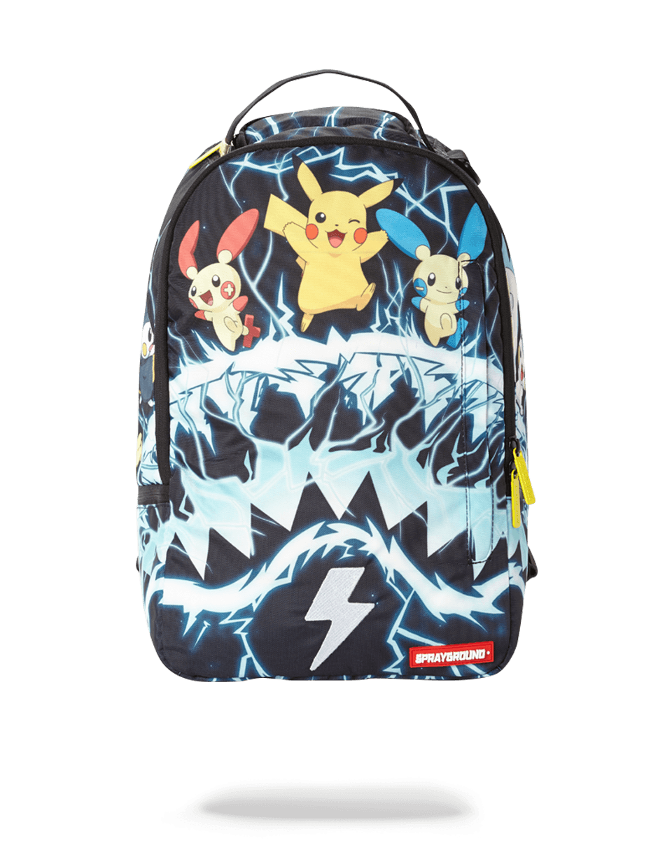 Pikachu Electric Shark Pokémon backpack front view with open pockets