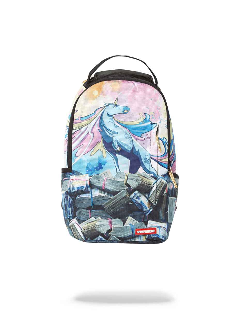 Front view of mini backpack purse with unicorn patch, ideal for weekend travel