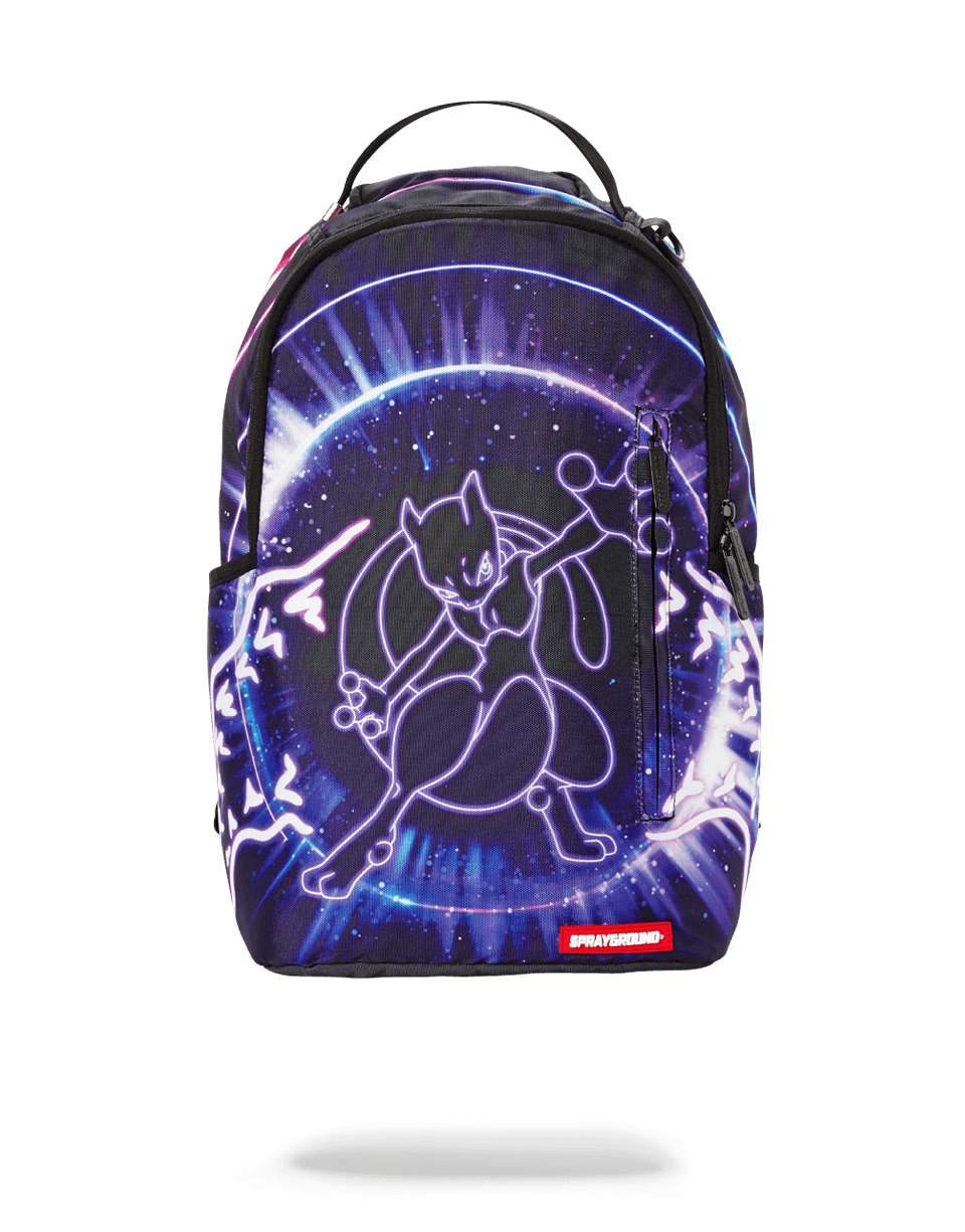 Front view of the Pokemon Mewtwo Shark Backpack showcasing its unique design.