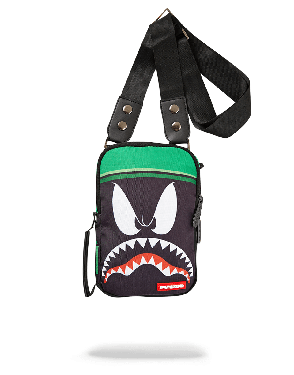 Front view of Marvin the Martian crossbody shoulder bag showcasing its colorful design.