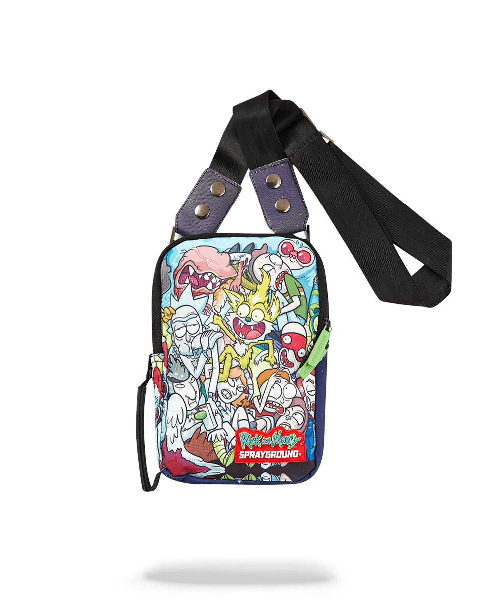 Rick & Morty themed crossbody bag with adjustable strap