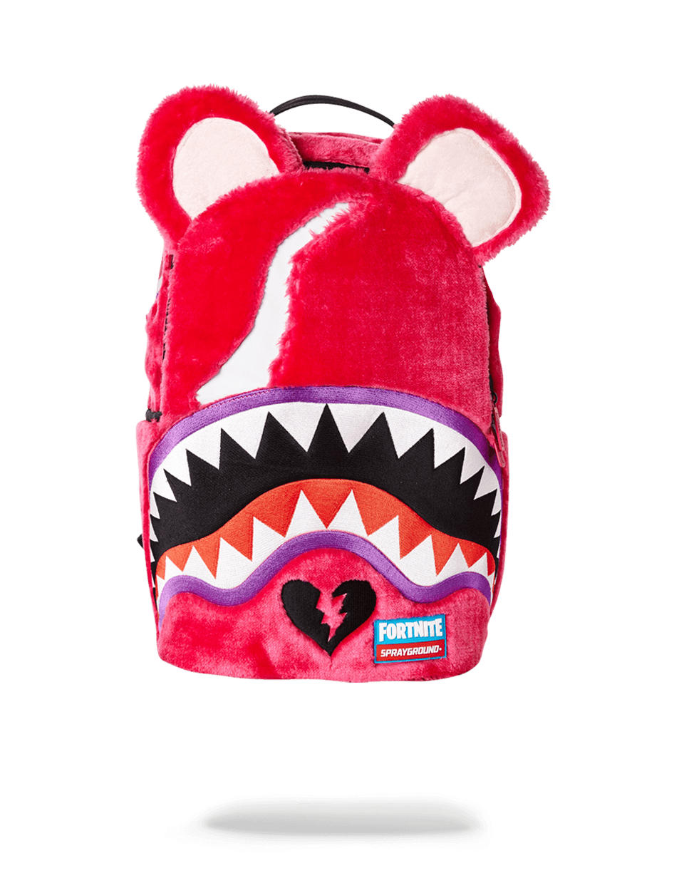 Fortnite Cuddle Shark backpack front view with zipper pocket