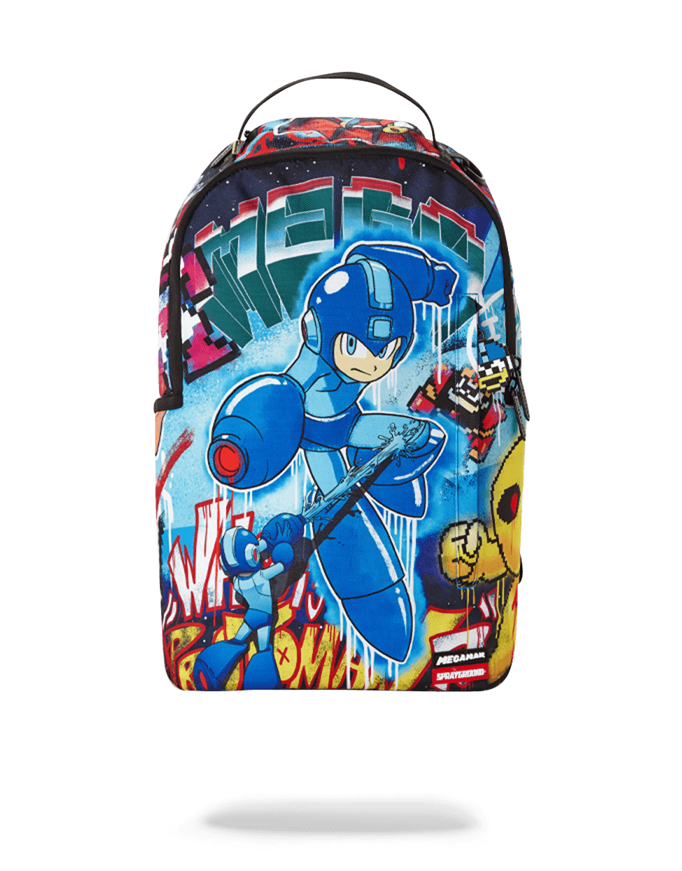 Front view of the MEGAMAN VANDAL travel backpack in a city setting.