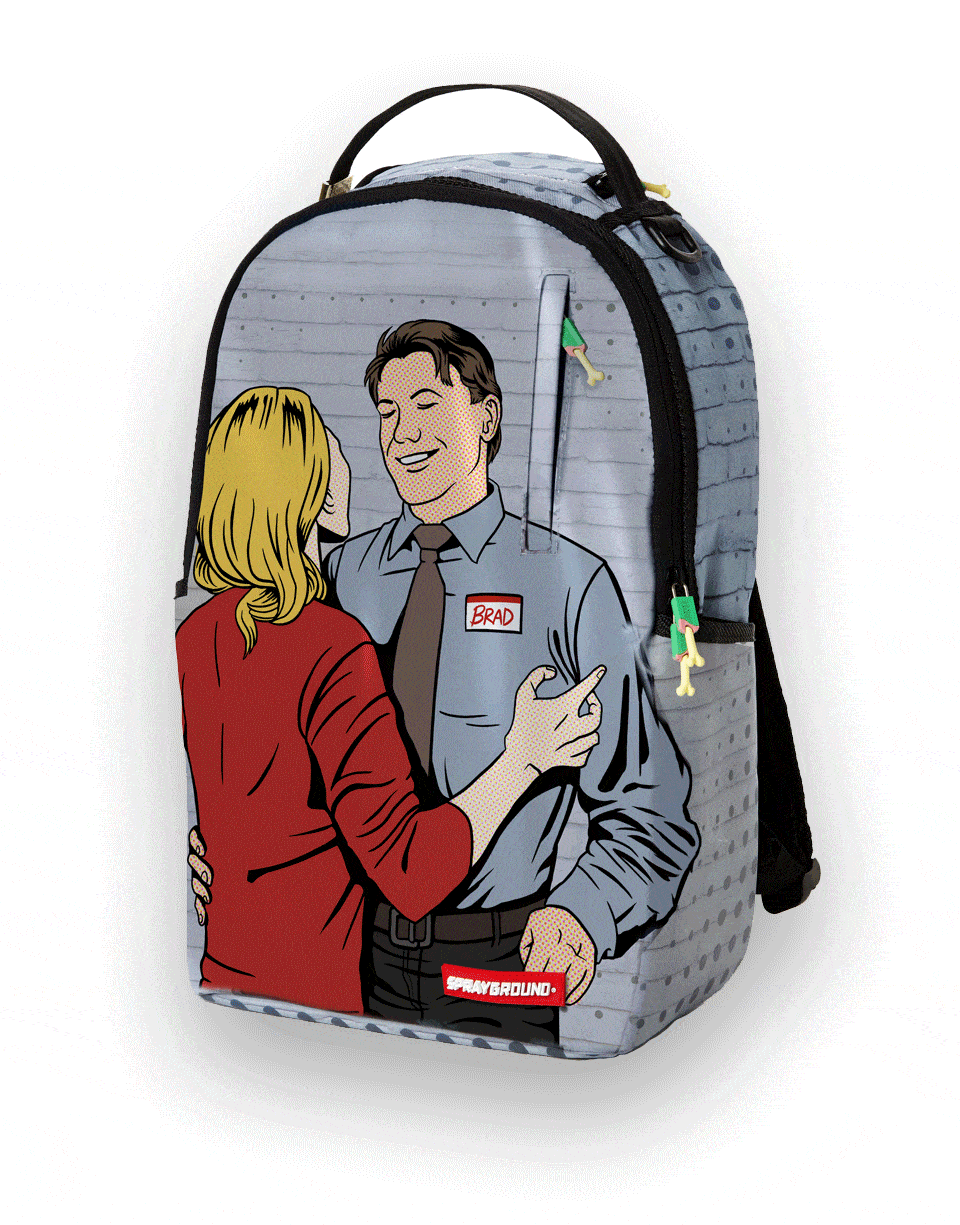 Front view of clear Sprayground backpack with lenticular zombie graphic