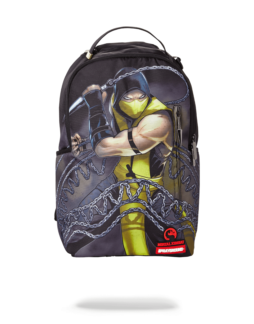 Scorpion gaming laptop backpack with adjustable straps and ergonomic mesh back.