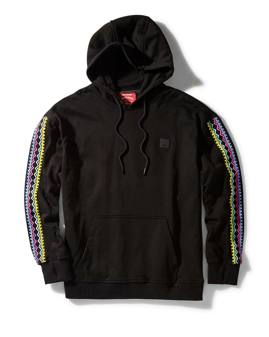 PATH TO THE FUTURE HOODY front view, showcasing the kangaroo pocket and zip front pullover design.