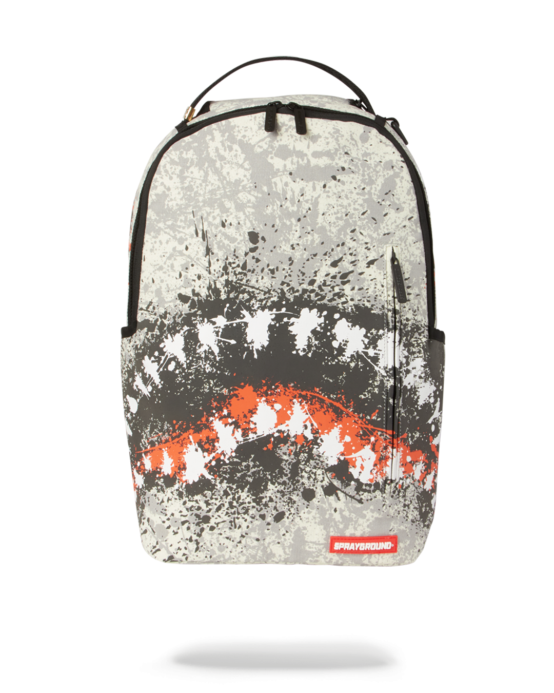 Front view of the Shark 1989 canvas travel backpack showcasing its pockets and design.