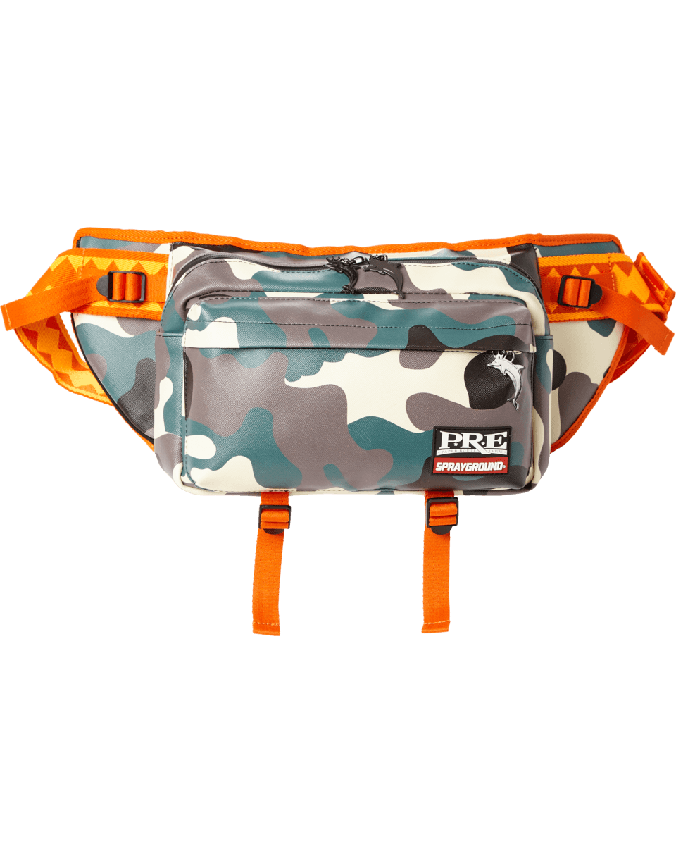 Young Dolph crossbody waist bag shown in urban setting, ideal for outings.