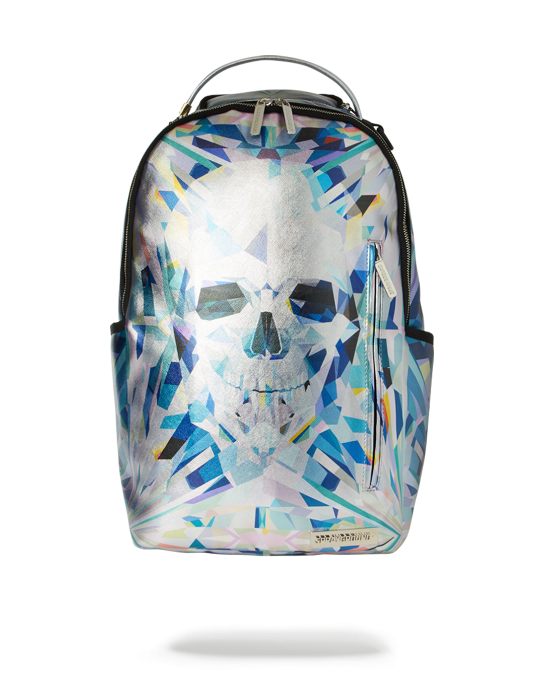 Front view of the JARVIS LANDRY designer backpack with silver zippers.
