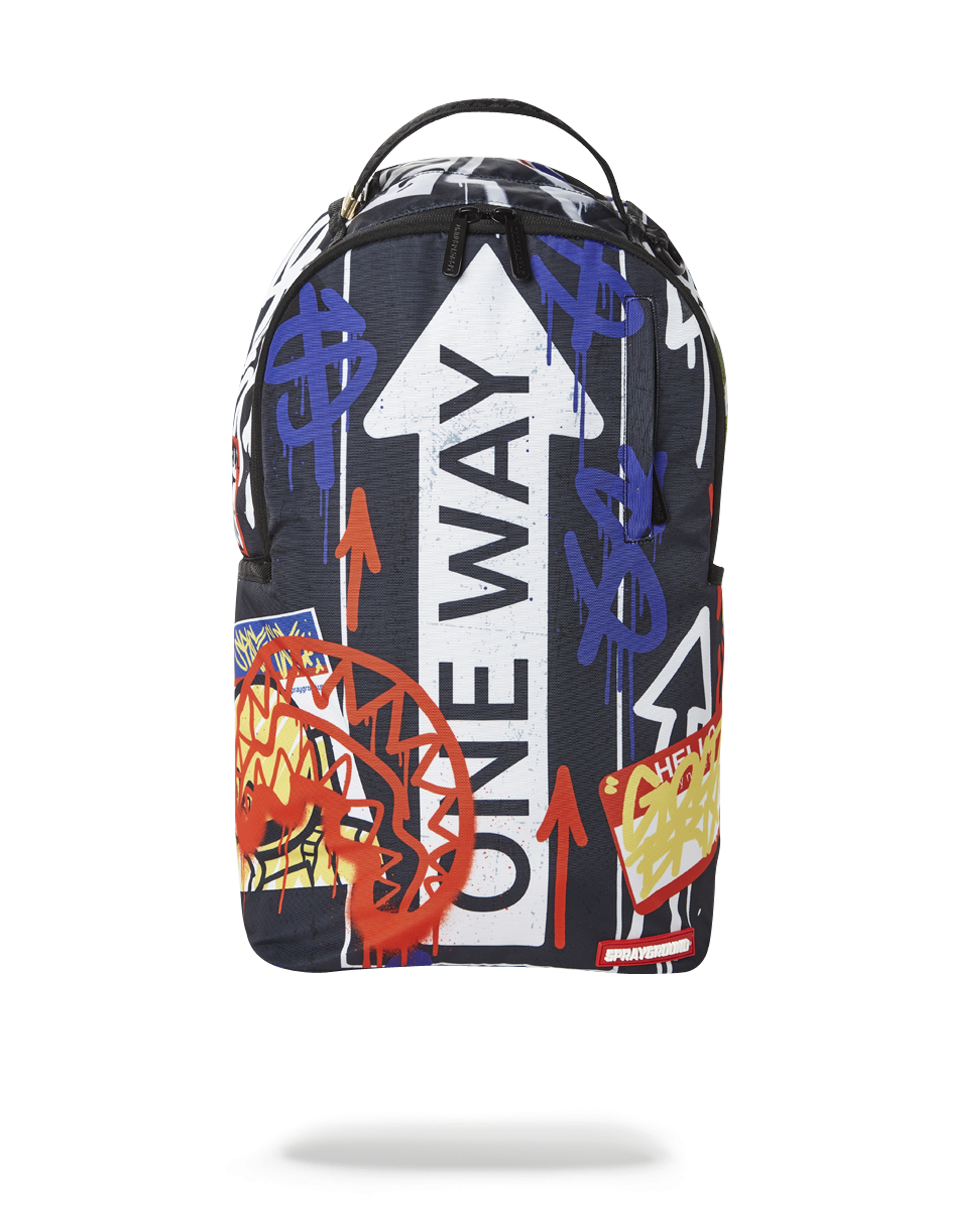 Close-up of the water-resistant fabric and front zipper pocket on the backpack