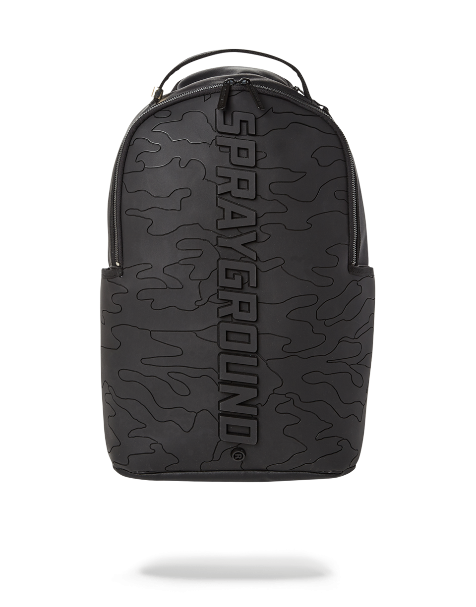 Midnight backpack showing exterior pockets and ergonomic back padding.
