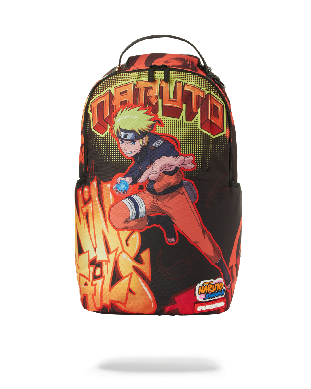 Naruto travel backpack shown on a person with ergonomic straps