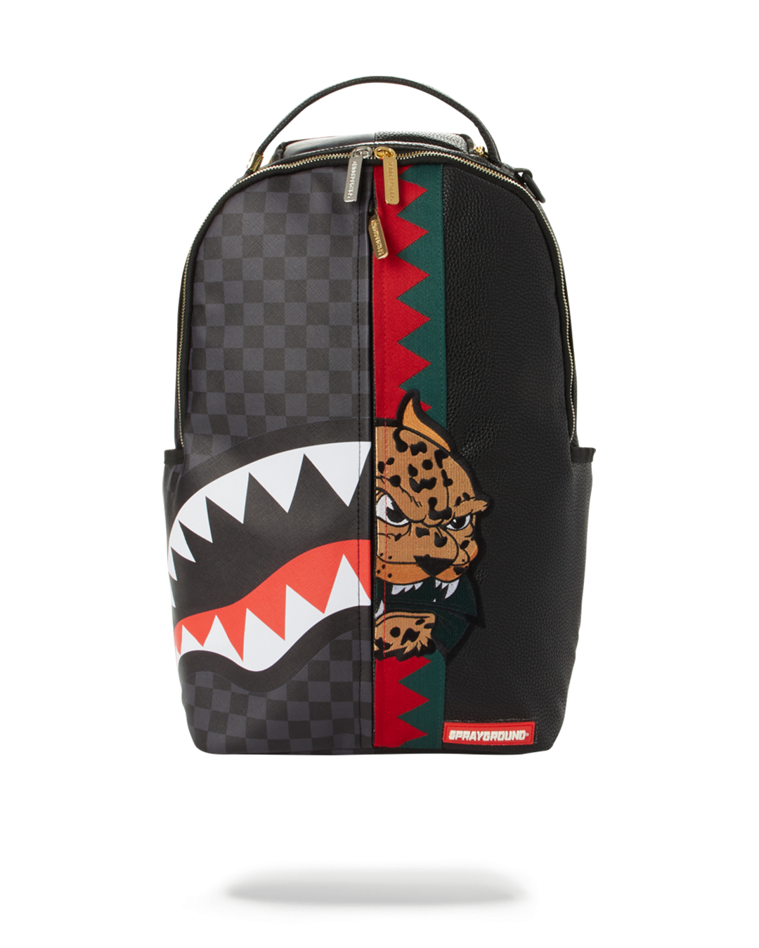 Italia Diviso travel backpack for women, front view with zippered pockets open