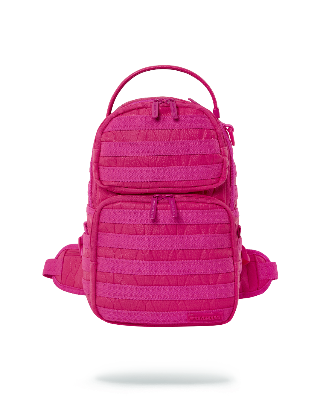 Embossed Leather Mini Backpack - front view with two pockets