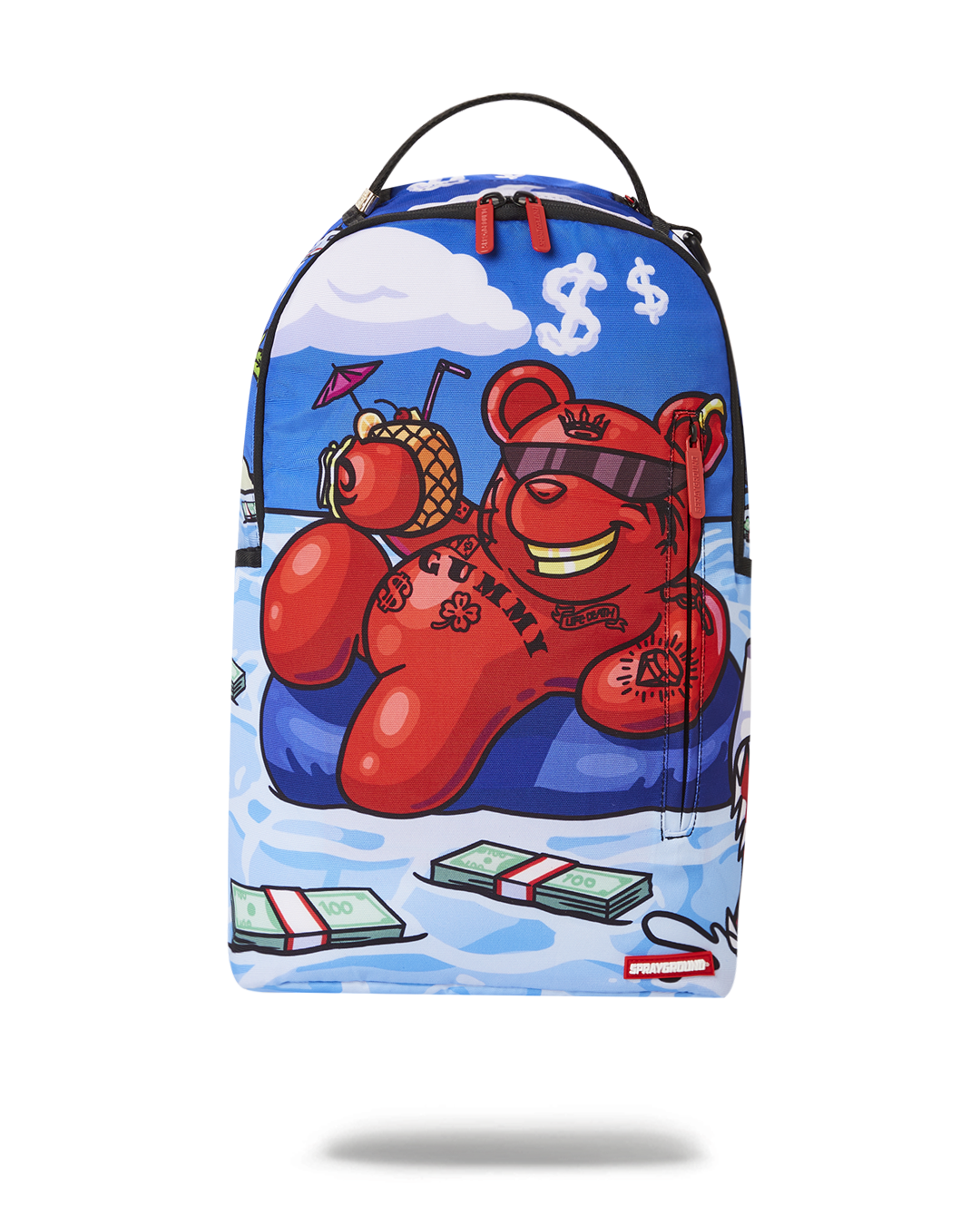 Recycled ocean plastic backpack with front zipper pocket and adjustable straps