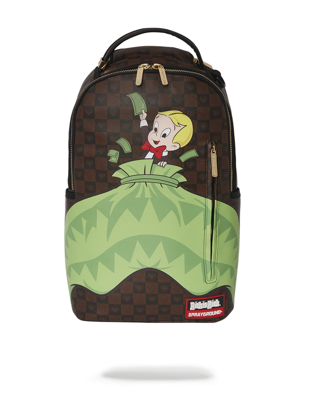 Richie Rich Vegan Leather Laptop Backpack side view with pockets