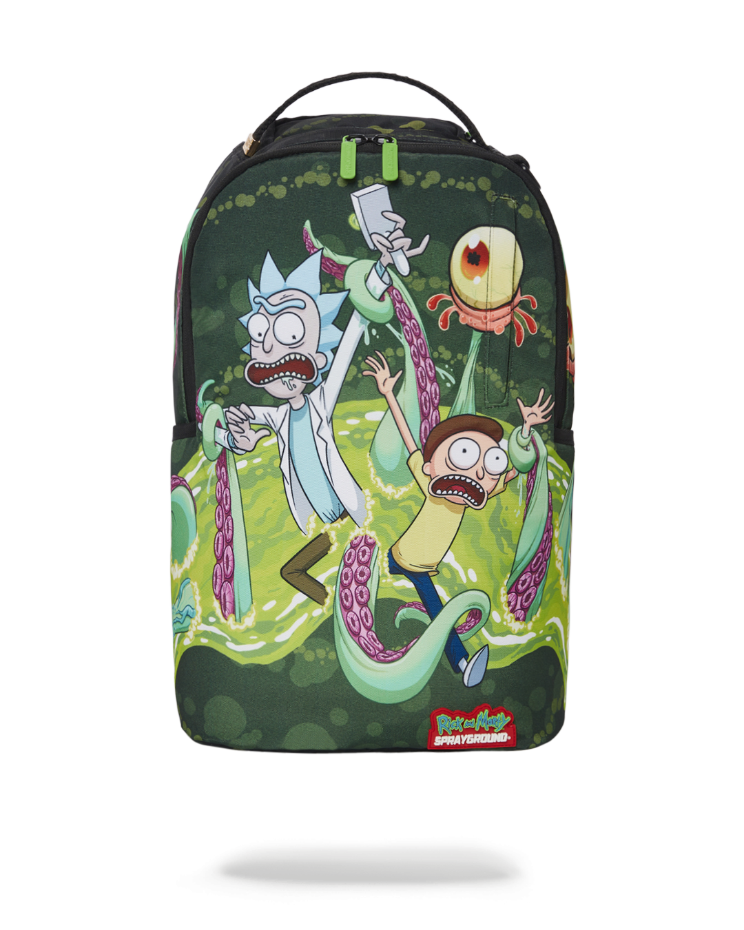 Peak Design Travel Backpack with Rick & Morty design, front view Peak Design Travel Backpack with Rick & Morty design, front view