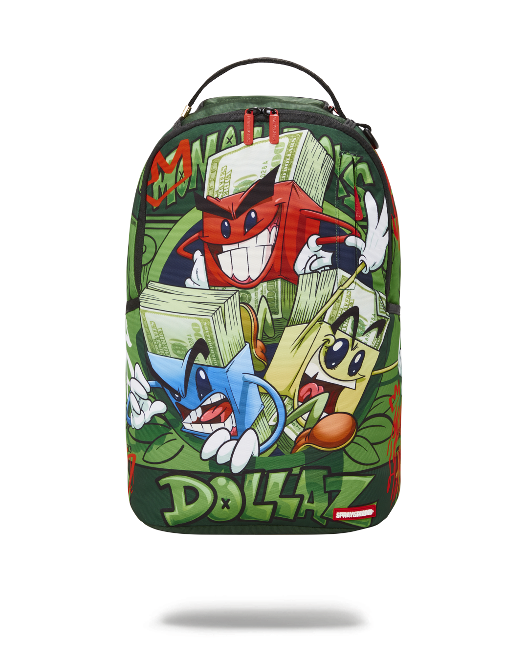 Front view of eco-friendly recycled backpack with ergonomic design.