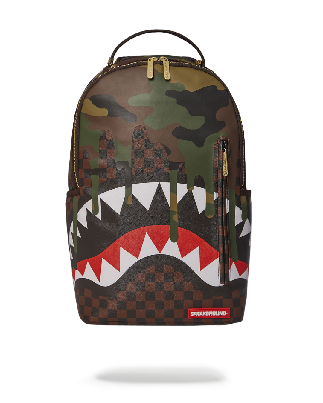 Front view of the Urban Camo Vegan Leather Backpack showcasing its stylish design