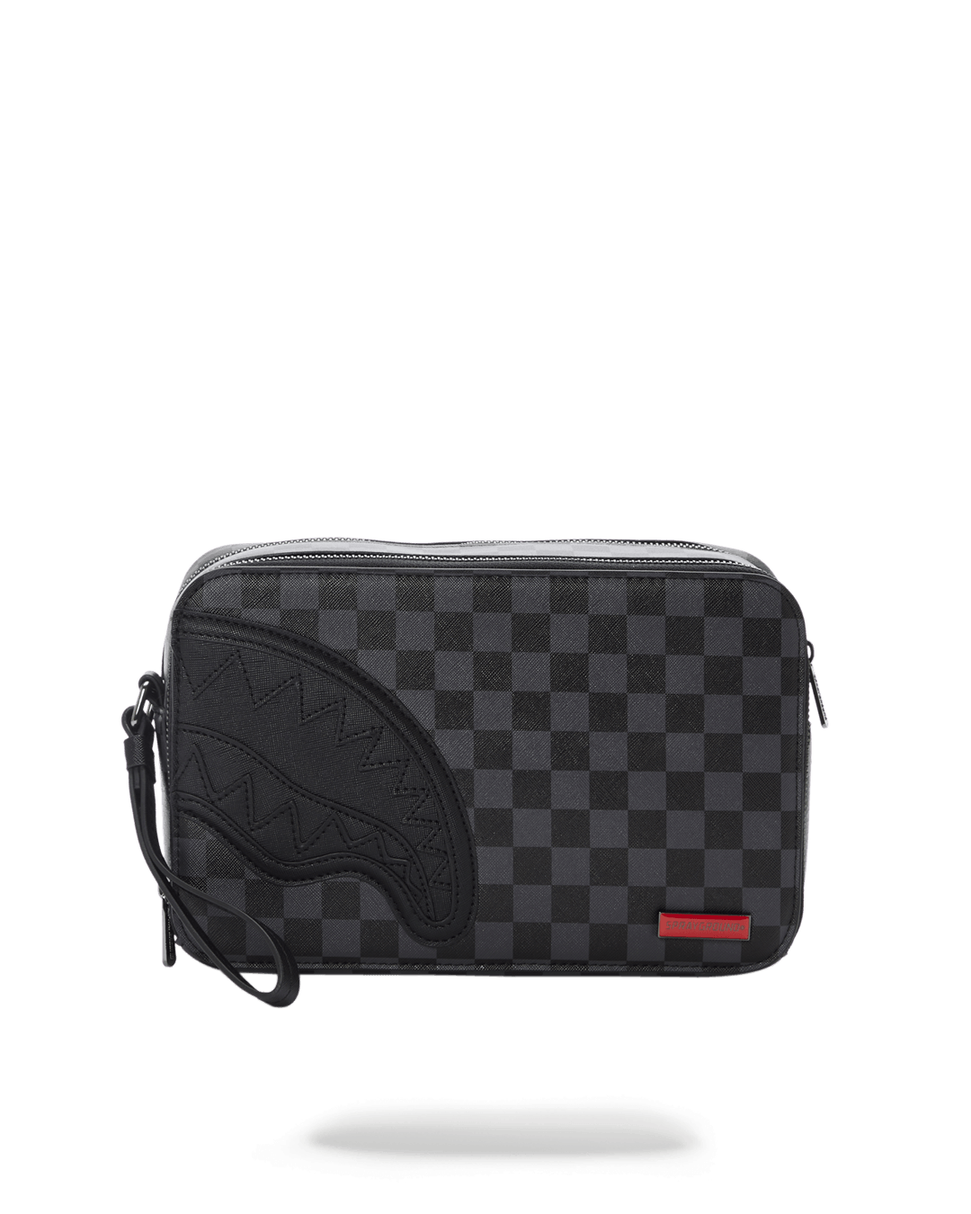 Henny Black mens leather toiletry bag with water-resistant exterior and metal hardware