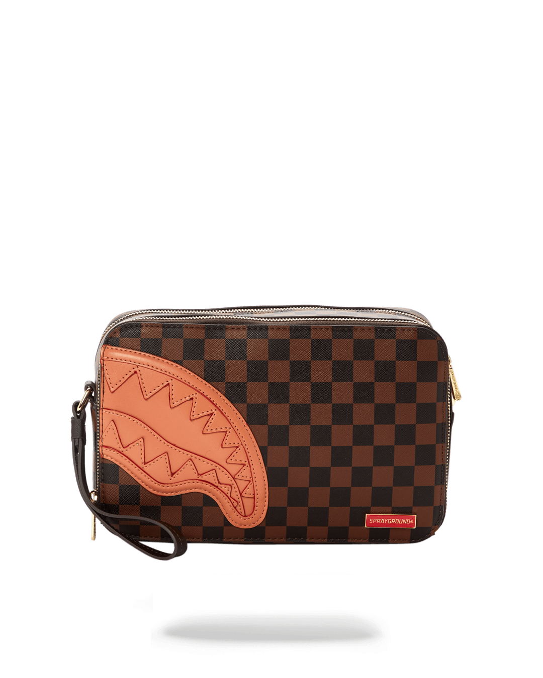 Top-down view of travel dopp kit showing spacious zip compartments