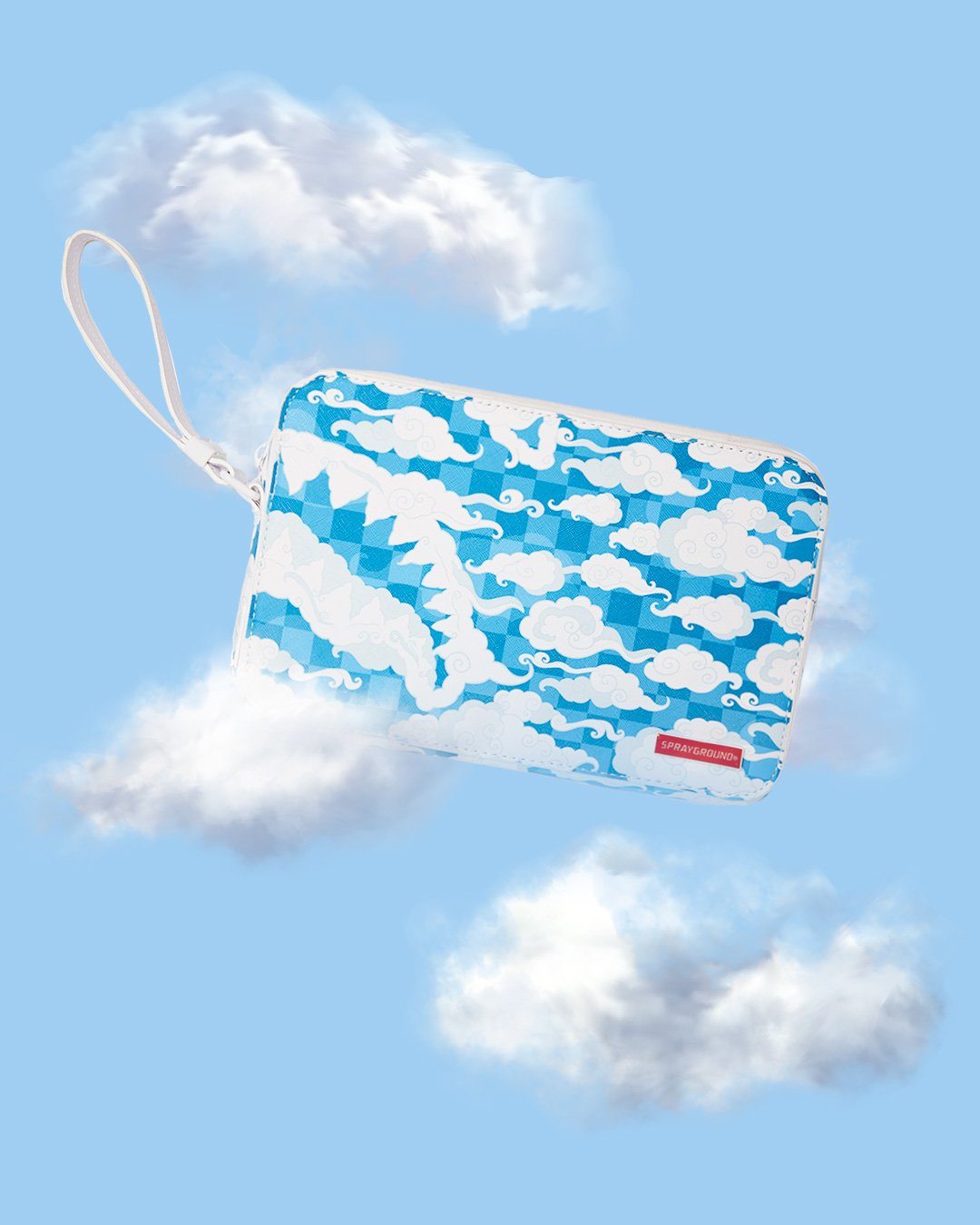 Close-up of the large water-resistant toiletry bag showing durable vegan leather fabric
