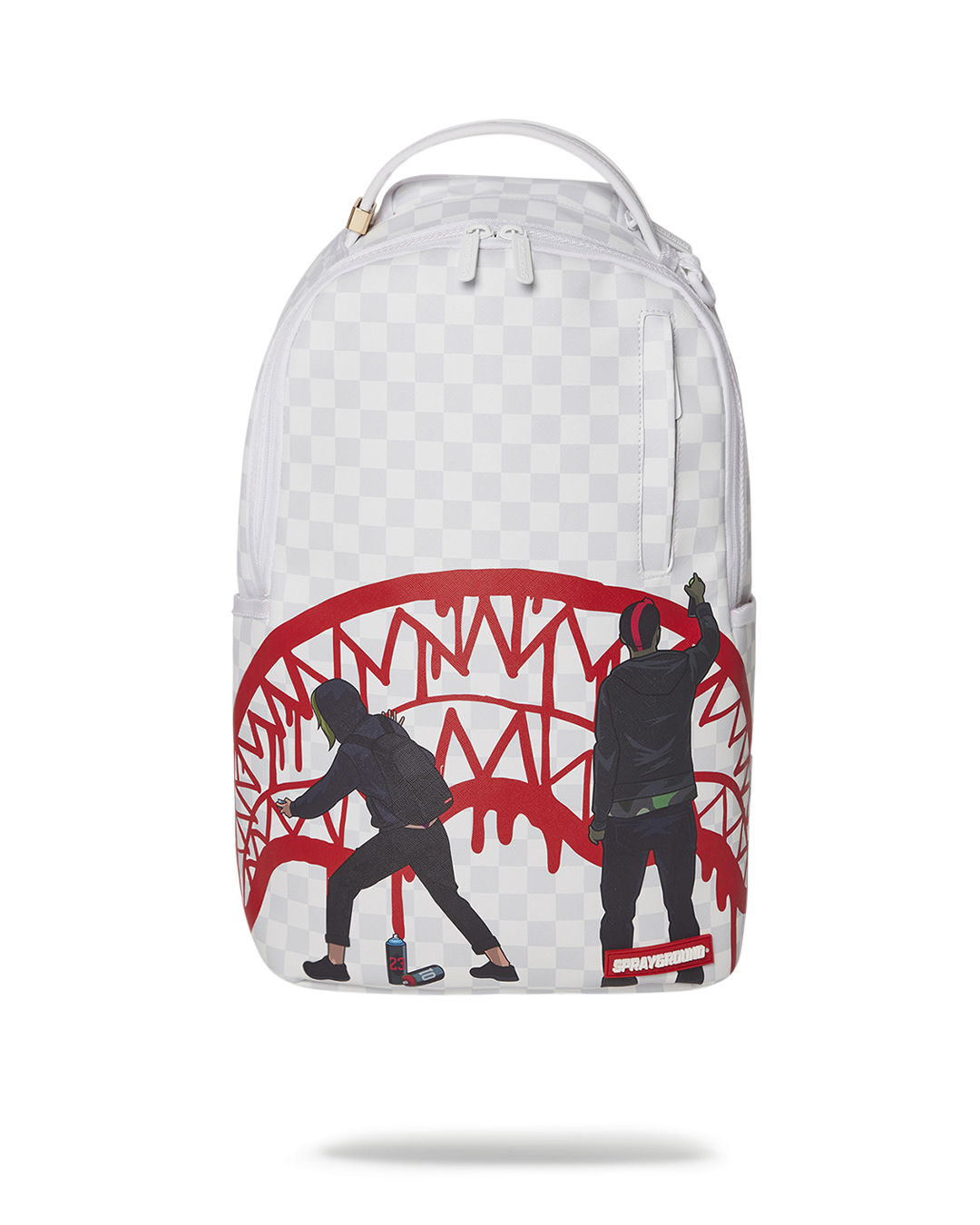 Vegan leather backpack with gold zippers and ergonomic mesh back padding, ideal for daily commute
