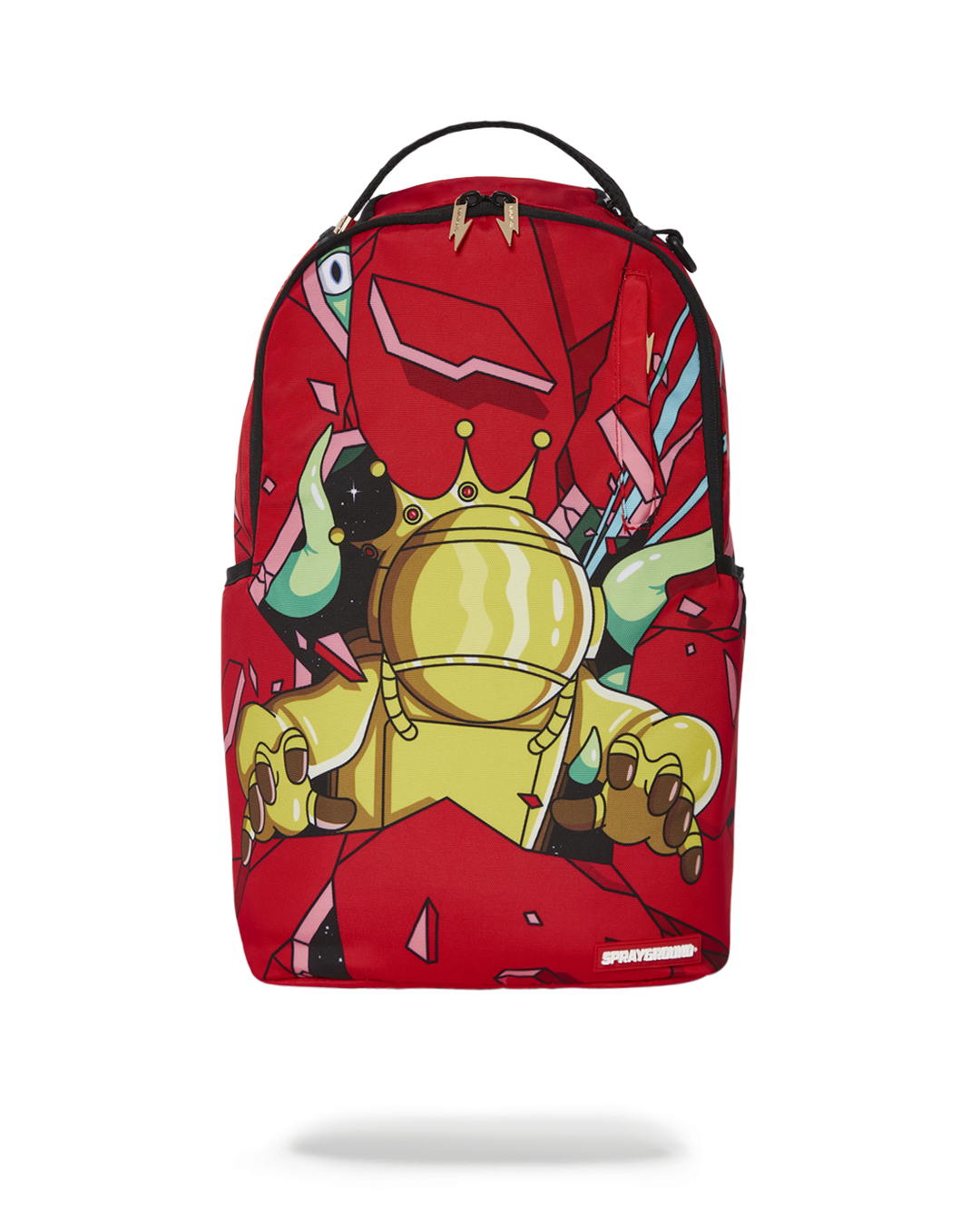 Front view of the Astromane Eco-Friendly Space Backpack in pink, showcasing multiple pockets.