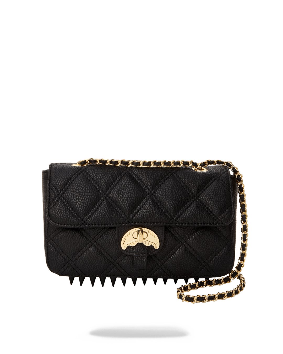 Luxury quilted handbag with gold chain accent, showcasing its sophisticated design