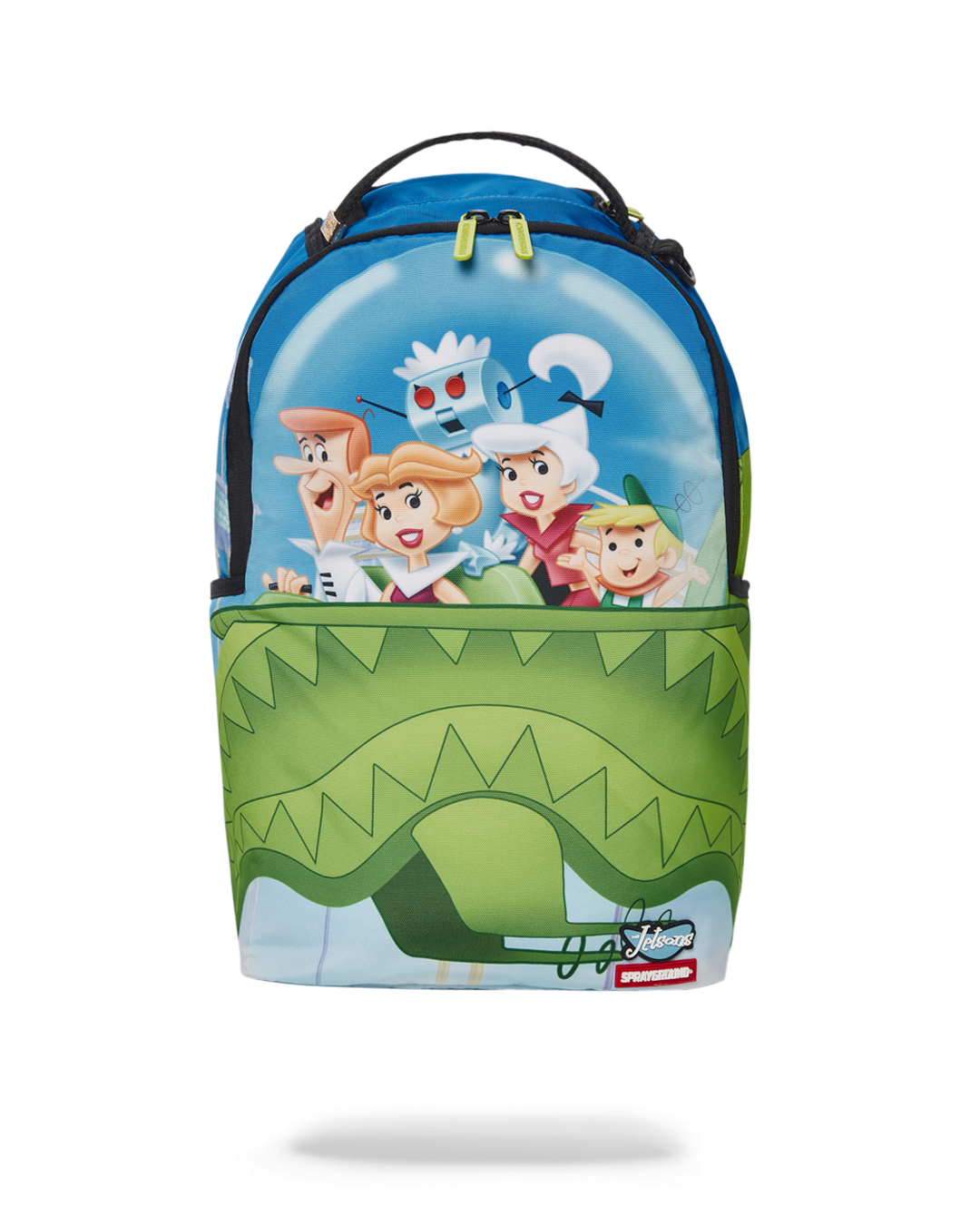 JetSons travel backpack open, showcasing laptop compartment and organizer pockets