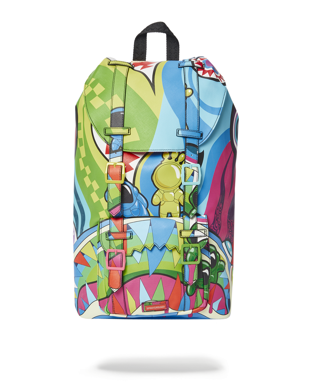 Side view of vegan leather backpack with ergonomic straps and sleek silhouette.