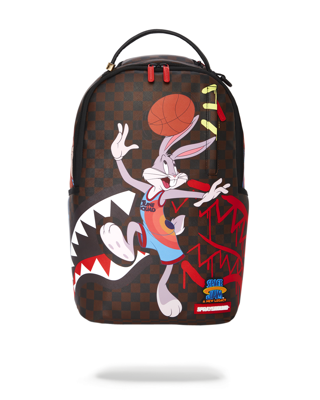 Space Jam Dunk Vegan Leather Backpack front view with multiple pockets